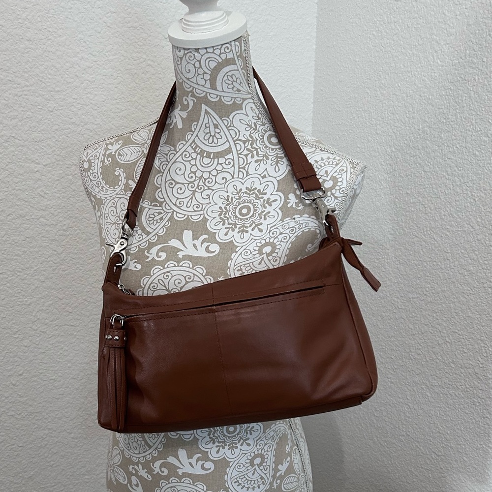 Great American Leather Works Brown Crossbody Purse Zip Pockets